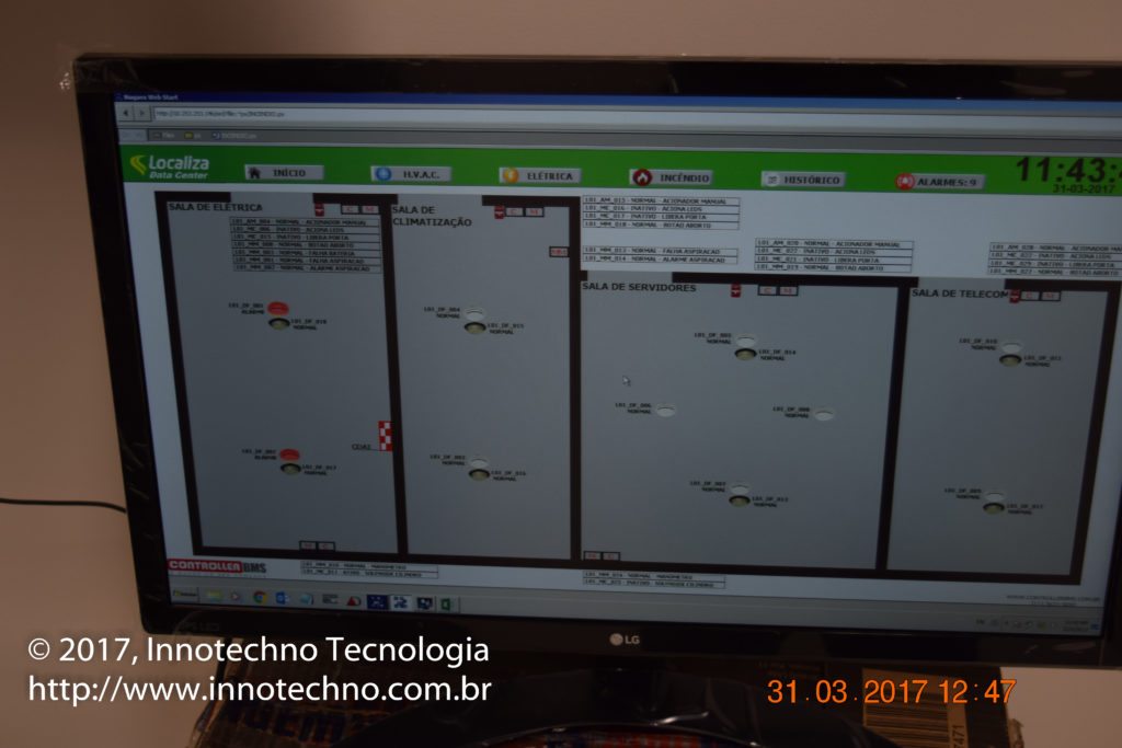 Verificação / teste no sistema de Supervisão e Controle de Utilidades Data Center Localiza